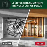ROYAL CRAFT WOOD Luxury Bamboo Kitchen Drawer Organizer - Silverware Organizer, Utensil Holder & Cutlery Tray Drawer Dividers for Flatware (9 Slot, Natural)