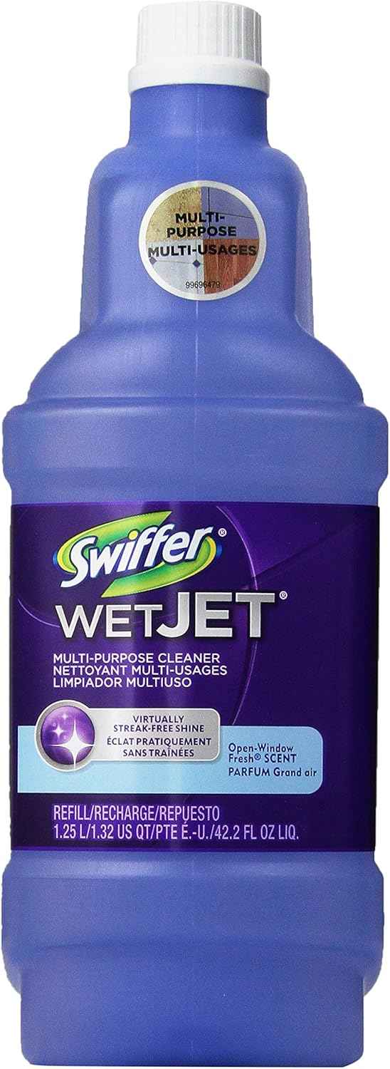 Swiffer WetJet Multi-Purpose and Hardwood Liquid Floor Cleaner Solution Refill, with Gain Scent, 42.2 fl oz each, (Pack of 2)