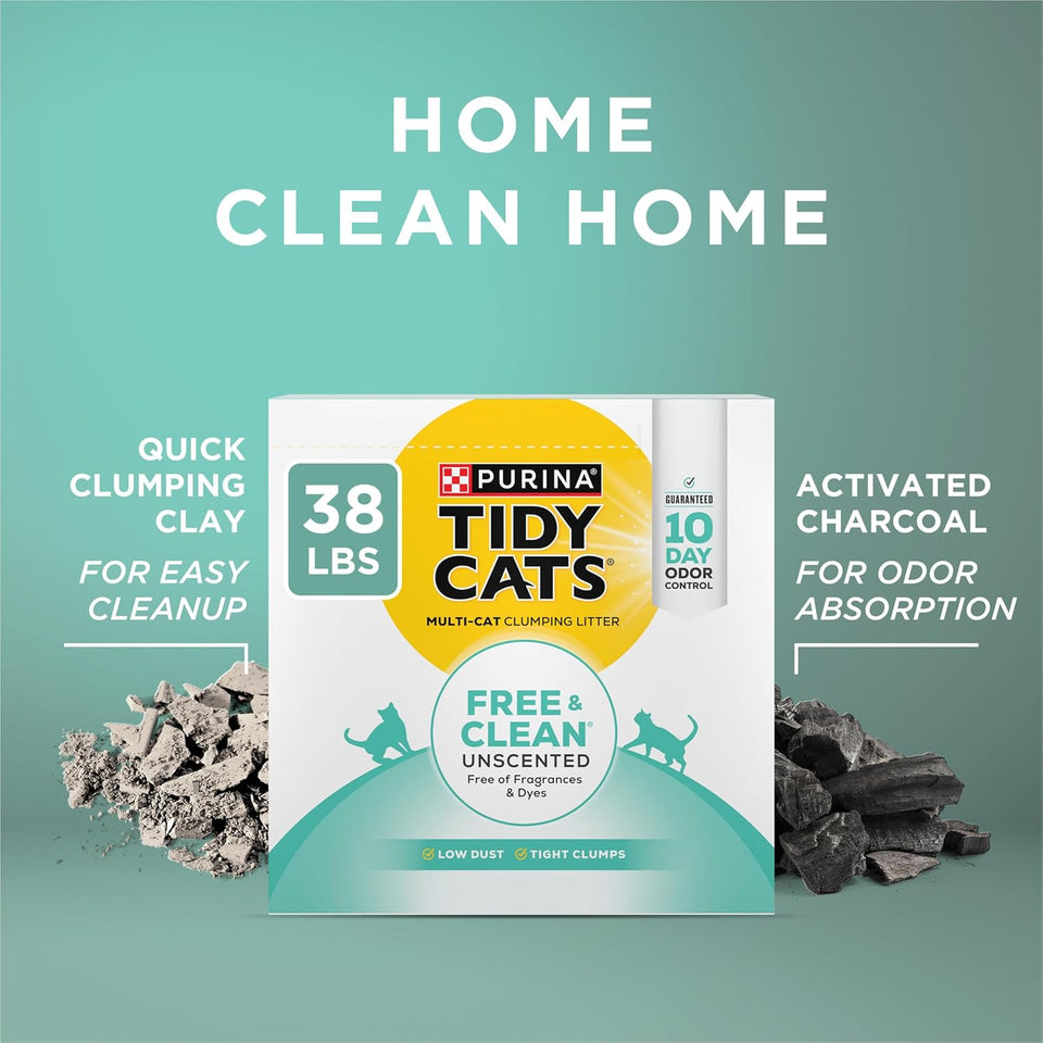 PLrina Tidy Cats Free and Clean Unscented Cat Litter - 38 lb. Box