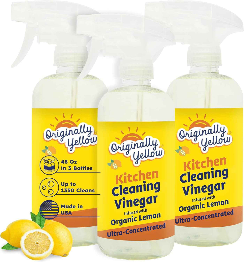 Originally Yellow 16 Fl Oz Plant-Based Kitchen Cleaner, 3-Pack with Natural Vinegar and Organic Lemon