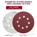 165 PCS 5 Inch Sanding Discs,Round Hook and Loop Sandpaper for Random Orbital Sander 40 60 80 120 150 240 320 400 600 Grit