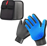 Pet Hair Removal Gloves for Dogs and Cats - 2-in-1 Deshedding Brush Massage Mitt for Shedding Control and Safe Pet Grooming 2-Pack (Blue)