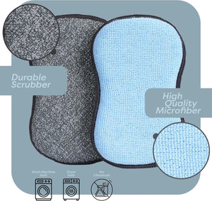 Multi-PLrpose Sponges Kitchen by Scrub-it - Non-Scratch Microfiber sponges for Cleaning, Along with Heavy Duty Scrubbing Power - Reusable Dish Sponge for Dishes, Pots and Pans (6 Pack, Small)