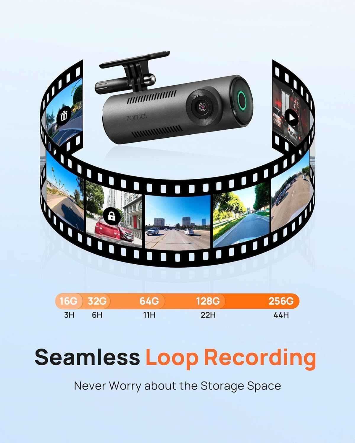70mai Dash Cam M310, Dash Camera for Cars 1296P QHD, Smart Dash Cam Front Built in WiFi, 130° Wide-Angle FOV, WDR, Night Vision, iOS/Android Mobile App, Loop Recording, Parking Monitor, Time-Lapse