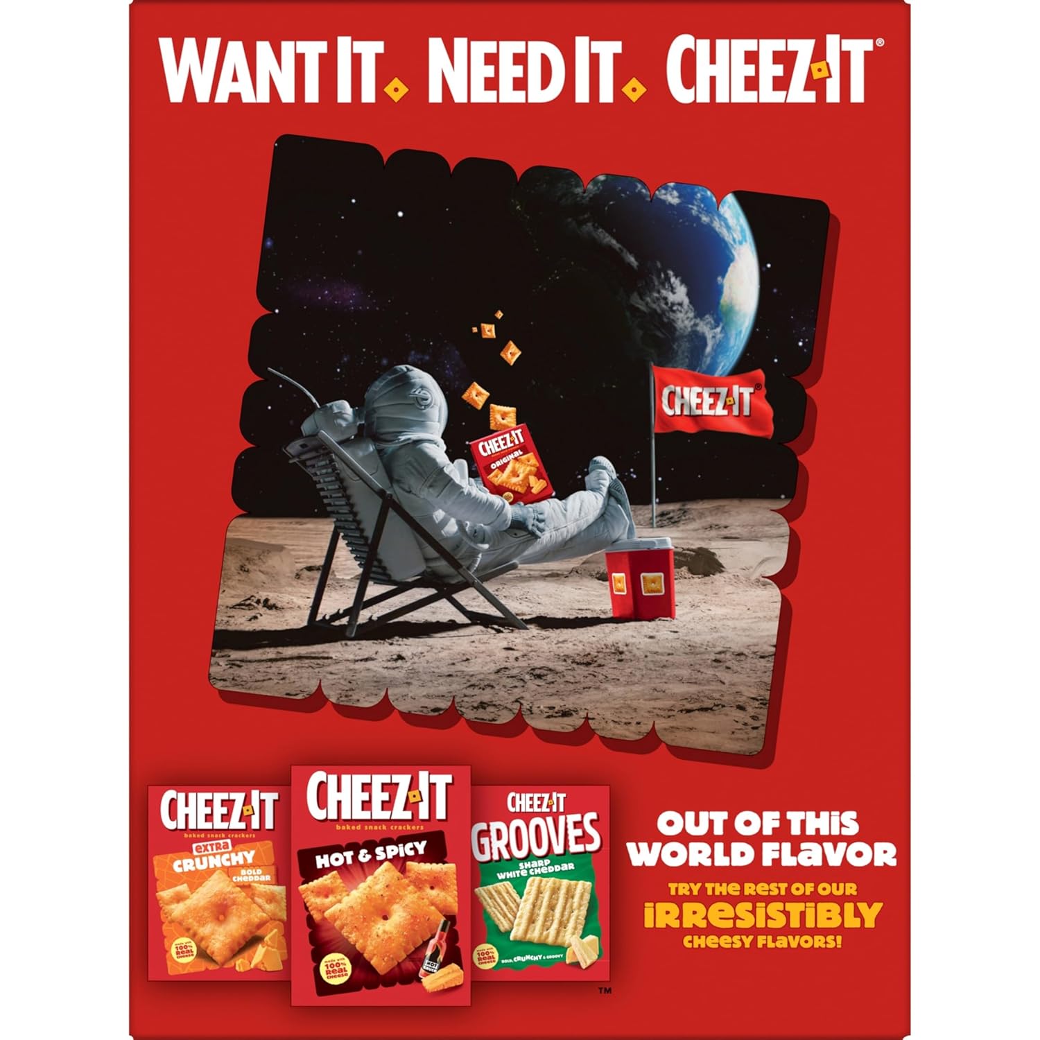 Cheez-It Extra Toasty Baked Snack Crackers, 21oz Box, Family Size, Lunch Snacks, 100% Real Cheese