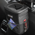 HOTOR Car Trash Can with Lid and Storage Pockets - 100% Leak-Proof Organizer, Waterproof Garbage Can, MultiPLrpose Trash Bin for Car, 2 Gallons, Black