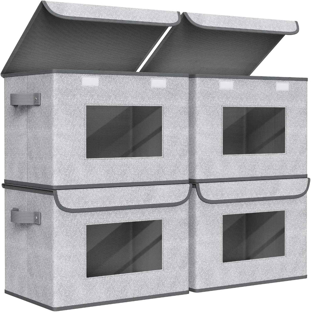 Univivi 4-Pack Large Collapsible Storage Bins with Lids for Home, Office, and Bedroom Organization