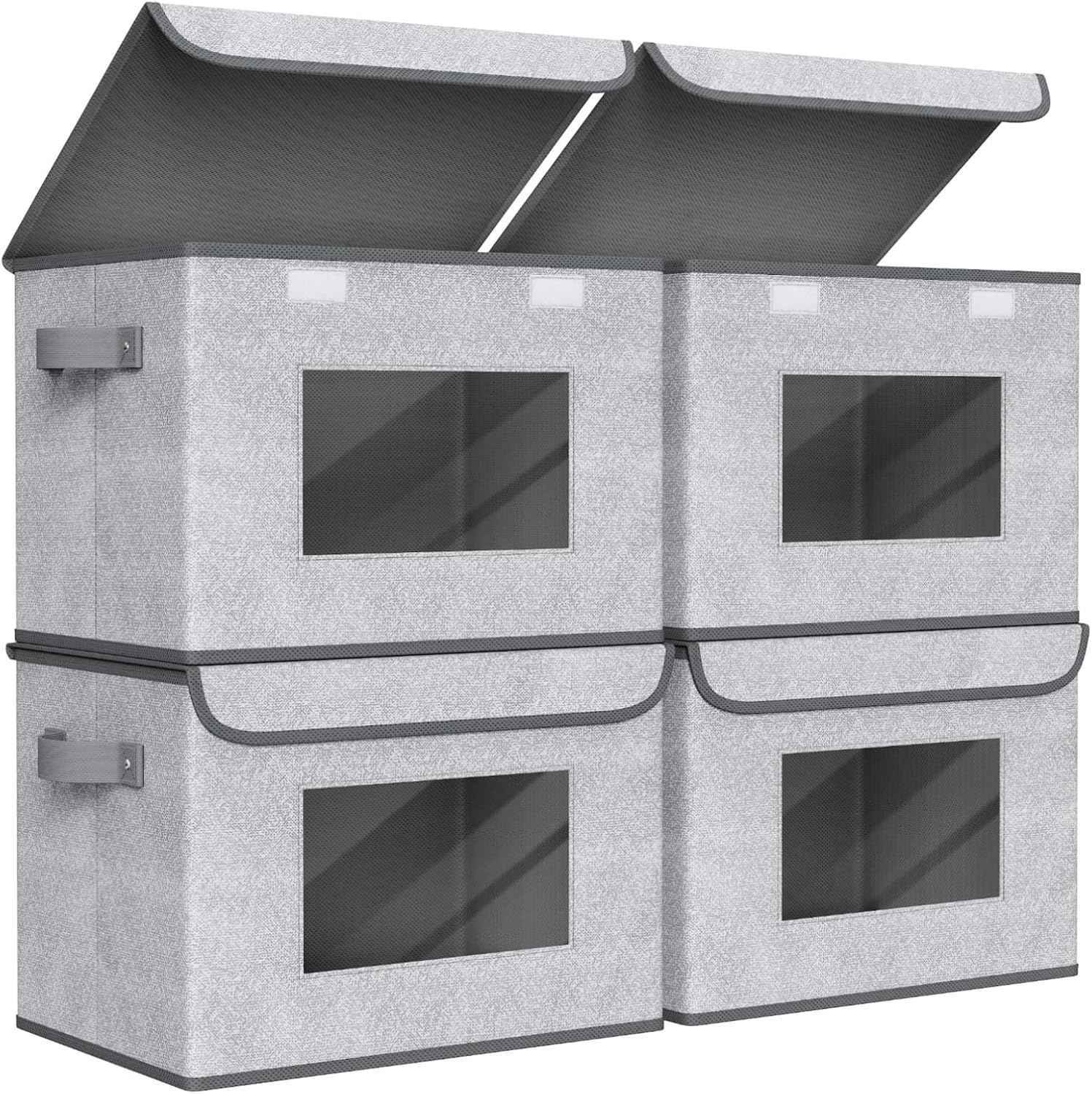univivi 4-pack large collapsible storage bins with gray lids for home office and bedroom organization