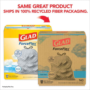 Tall Kitchen Trash Bags, 13 Gallon, 140 Count, Fresh Clean with ForceFlex Technology