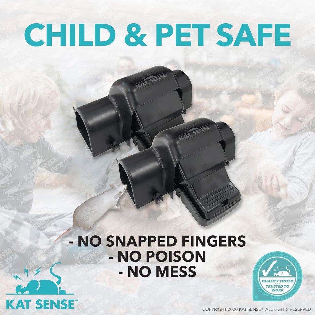 Kat Sense Covered Rat Trap & Chipmunk Trap, Prevents Accidental Triggering with Tunnel Design, Quick Action Pest Control Device, Indoor Outdoor Mouse Trap, Reusable Snap Style Rodent Control