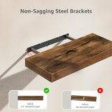 QEEIG Floating Shelves for Wall Bathroom Shelf Bedroom Kitchen Living Room Hanging Book Shelves Small Farmhouse Decor 16 inch Set of 3, Rustic Brown (015-BN3)