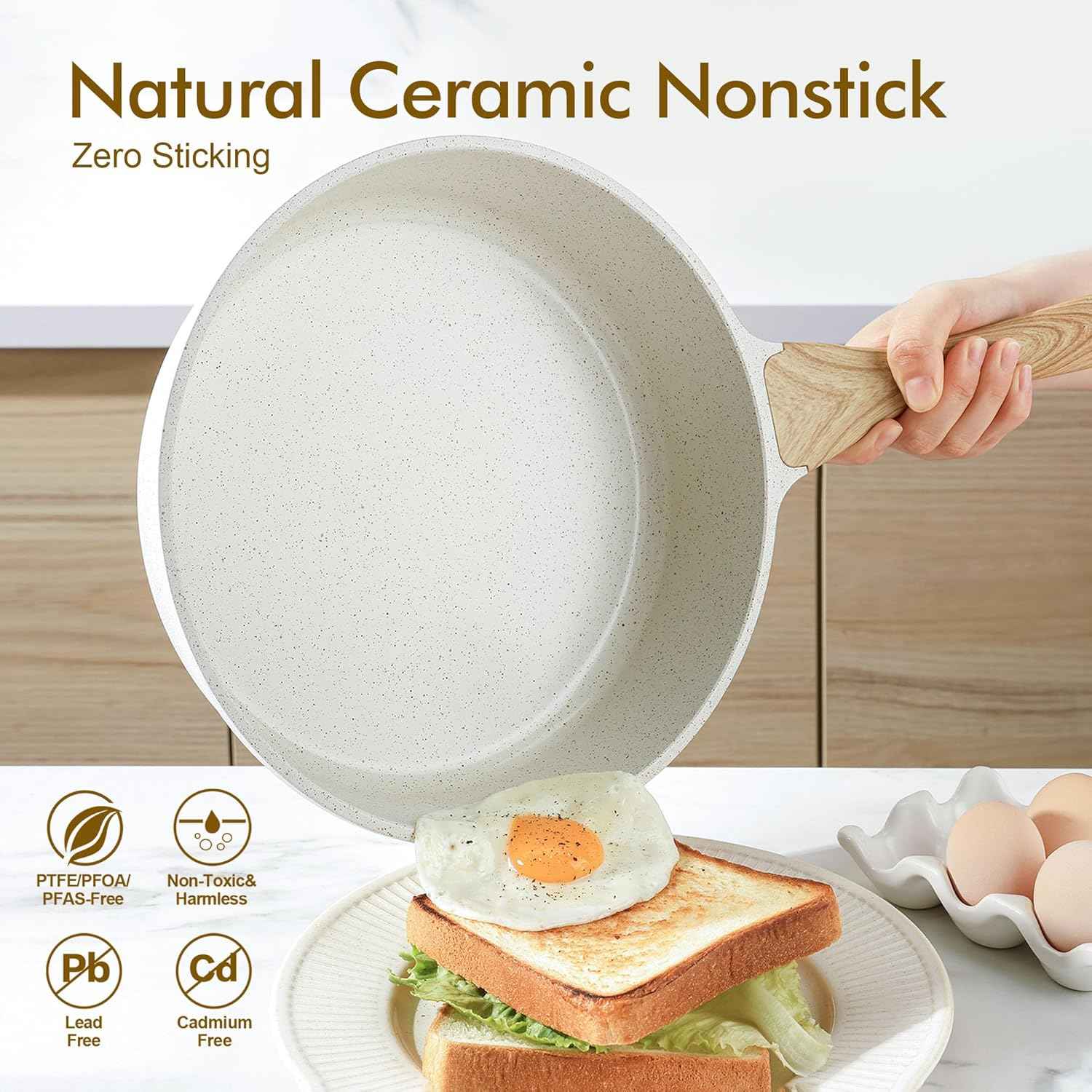 SENSARTE 13-Piece Nonstick Ceramic Cookware Set with Stay-Cool Handles, PFAS and PFOA Free