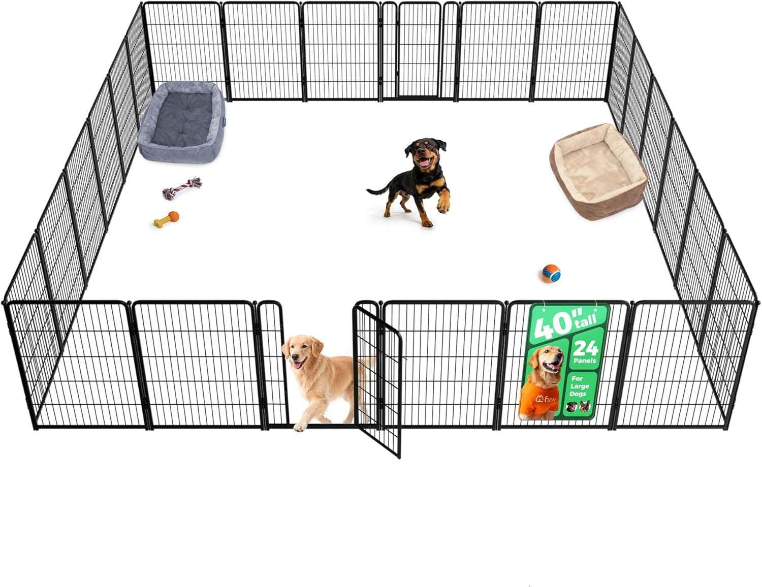 FXW Homeplus Unleashed Indoor Dog Playpen - Stress-Free and Safe Play, Heavy Duty 24 Inch 6 Panels Dog Pen for Puppy and Small Dogs, Black│Patented
