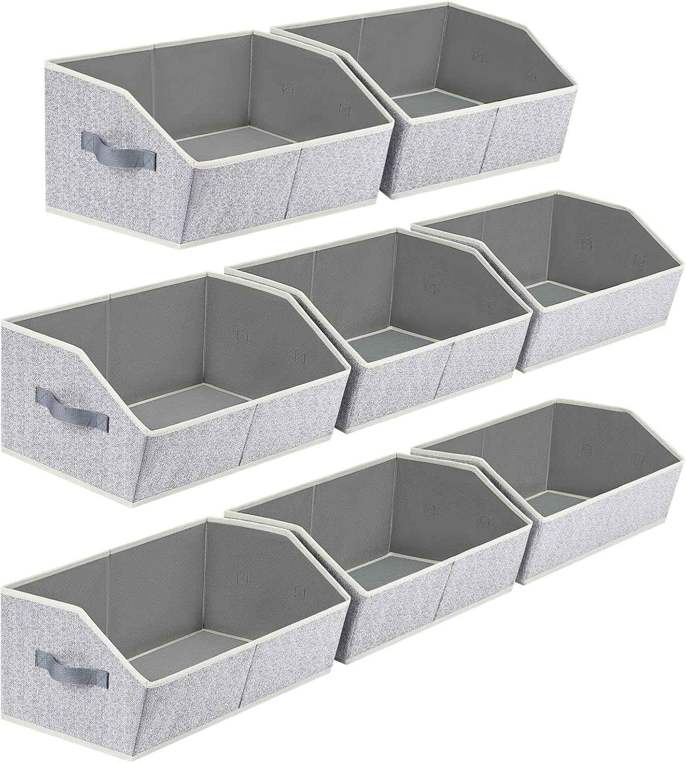 Closet Organizers Bins 6 Packs - Large Closet Shelf Organizer with Handles, Fabric Trapezoid Storage Bins, Collapsible Storage Cubes for Clothes, Towels, Light Gray