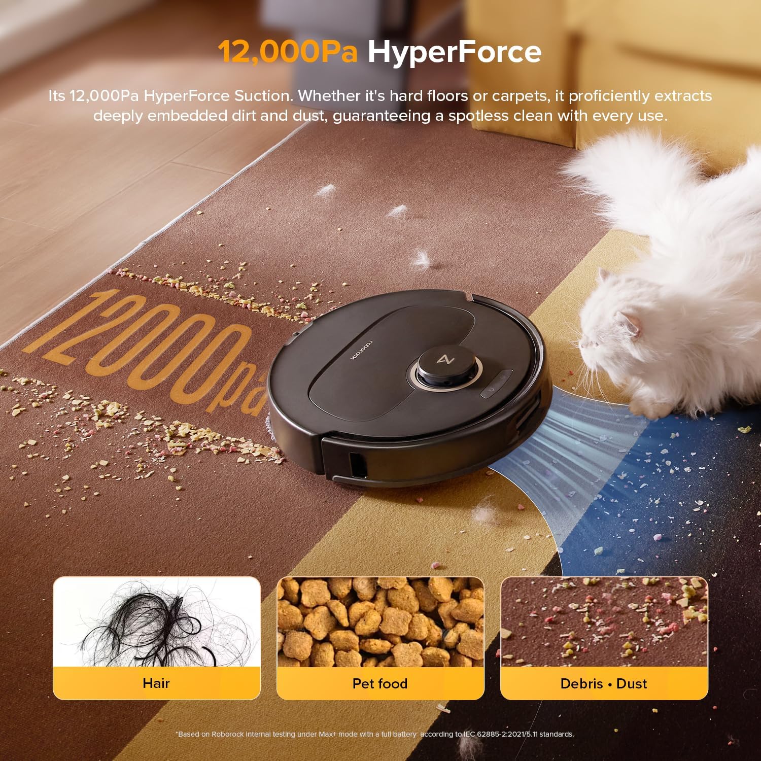 roborock Qrevo S5V Robot Vacuum and Mop, FlexiArm Edge Mopping, 12,000Pa Suction, Dual Zero-Tangle System, Smart Obstacle Avoidance, 10mm Mop Lifting, Auto Mop Washing&Drying, Self-Emptying&Refilling