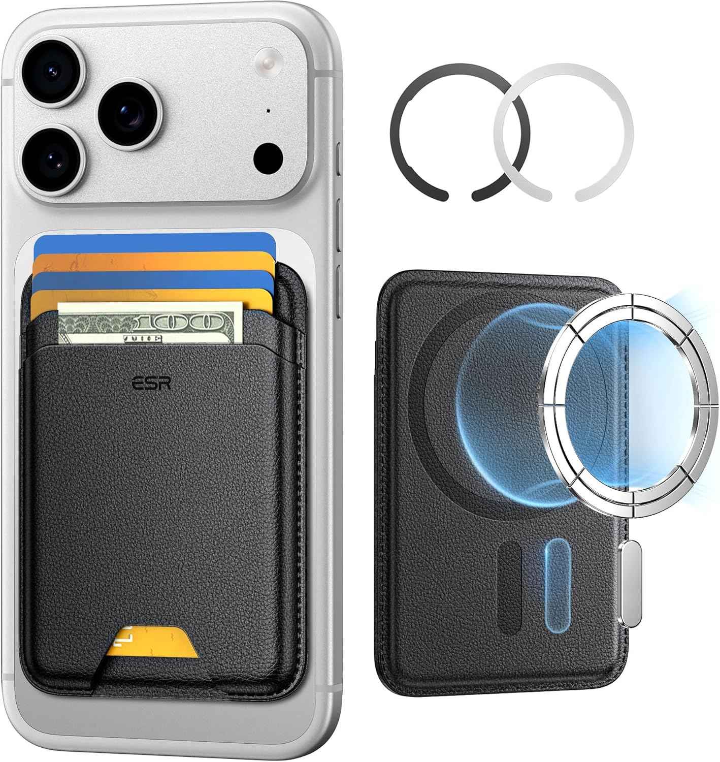 esr mag safe wallet for iphone 17/16/15/14/13/12 & samsung - 5-card holder with rfid blocking