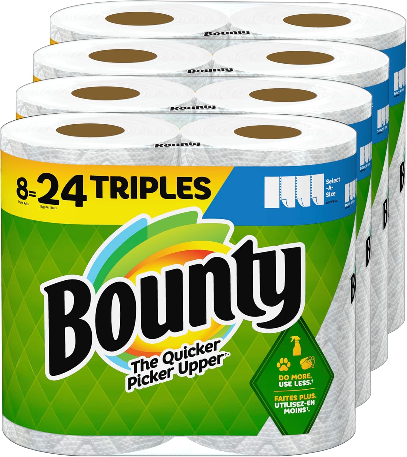 Bounty Select-A-Size Paper Towels, White, 8 Triple Rolls = 24 Regular Rolls - ShopUS