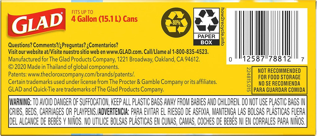 Glad Small Trash Bags 4 Gallon, Febreze Fresh Clean Garbage Bags, Odor Resistant with Quick Tie, 26 Count - ShopUS