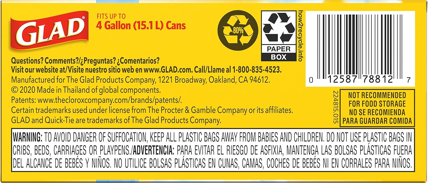 Glad Small Trash Bags 4 Gallon, Febreze Fresh Clean Garbage Bags, Odor Resistant with Quick Tie, 26 Count - ShopUS