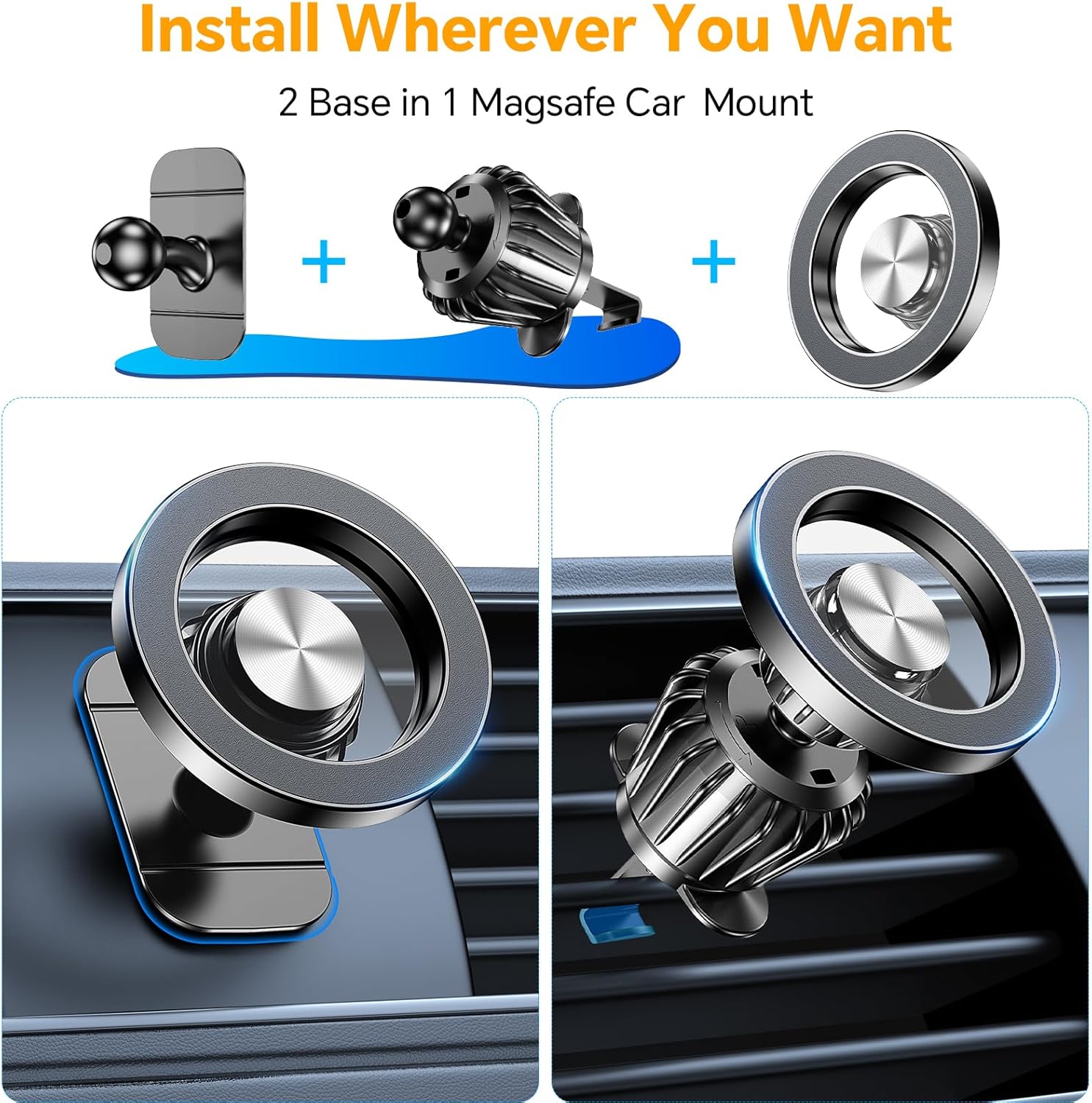 Kaistyle for Magsafe Car Mount‹ې20 Strong Magnets‹ÛÔMagnetic Phone Holder for Car Phone Holder Mount Dash Mounted Holders Cell Phone Holders for Your Car Accessories for Women Men for iPhone 17 16 15 14 - ShopUS