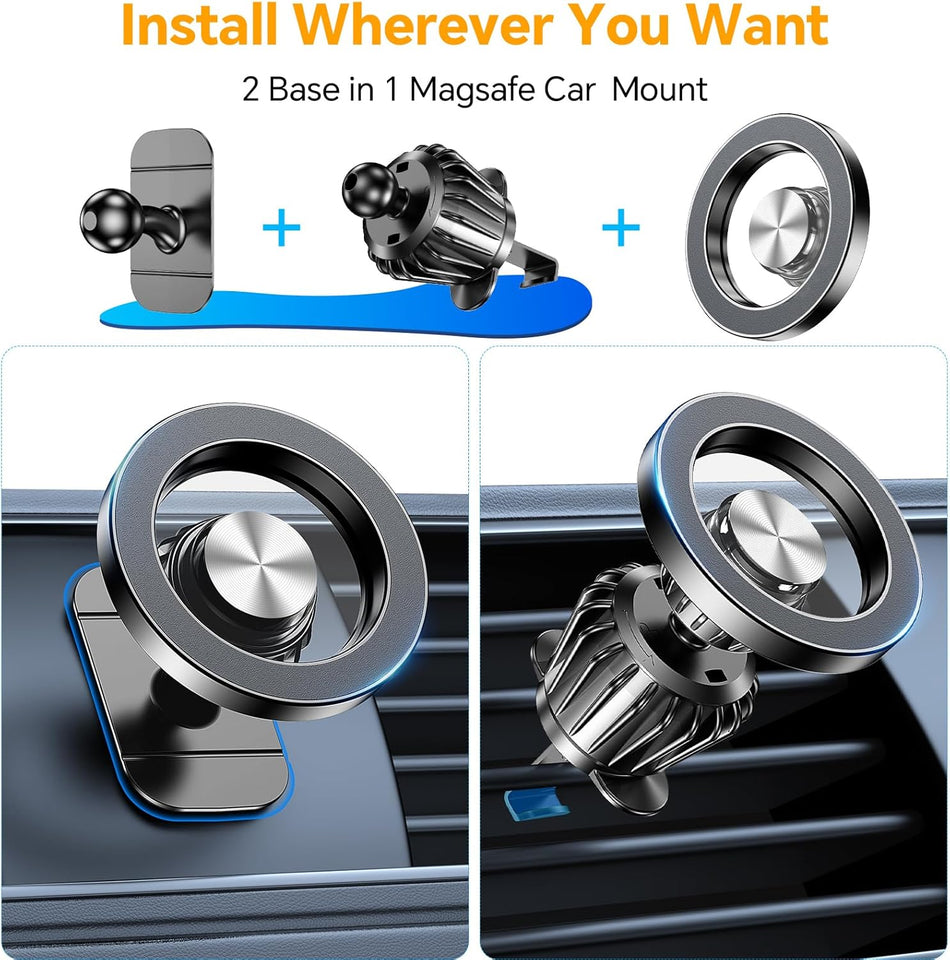 kaistyle magsafe dashboard car mount - 20 n52 magnets, 360å¡ rotation, hands-free