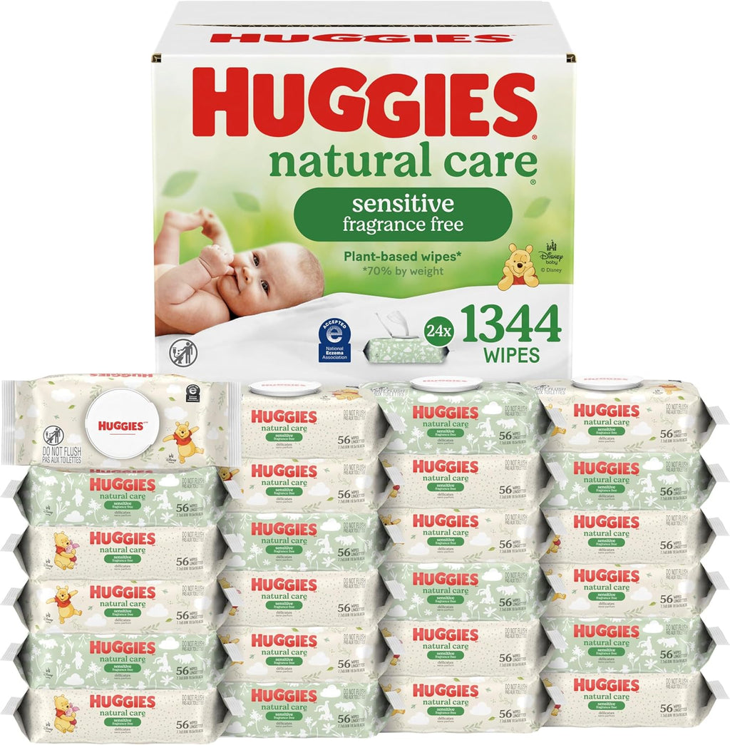 Huggies Natural Care Sensitive Baby Wipes, Unscented, Hypoallergenic, 6 Flip-Top Packs (288 Wipes Total)