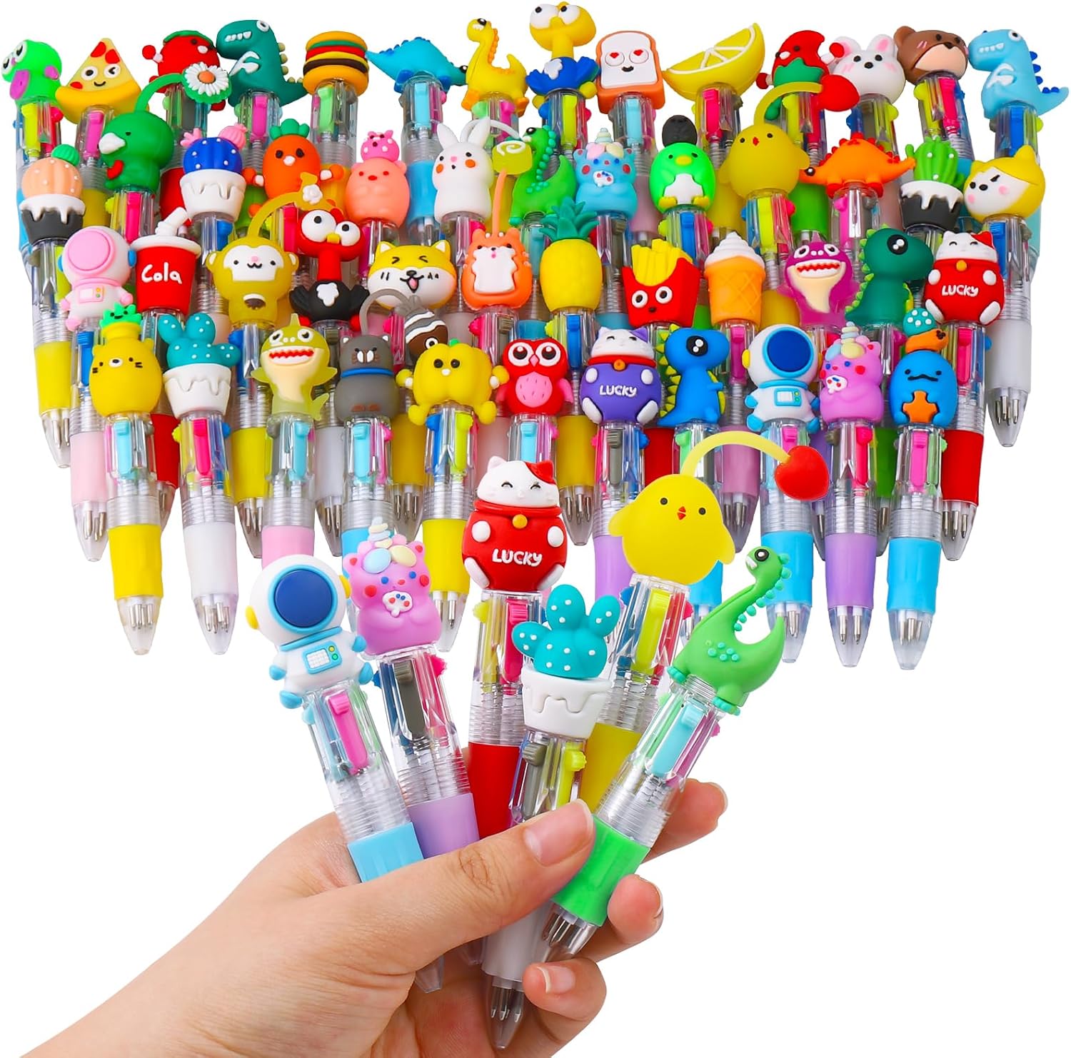 cZWZ 20Pcs Mini Multicolor Pens 4-in-1 Cute Ballpoint Pens for Kids Birthday Party Favors Gifts Teacher Supplies