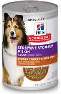 Hills science diet adult 1-6 sensitive stomach & sensitive skin dog food, 12.5 oz tender turkey & rice stew in gravy, 12-pack