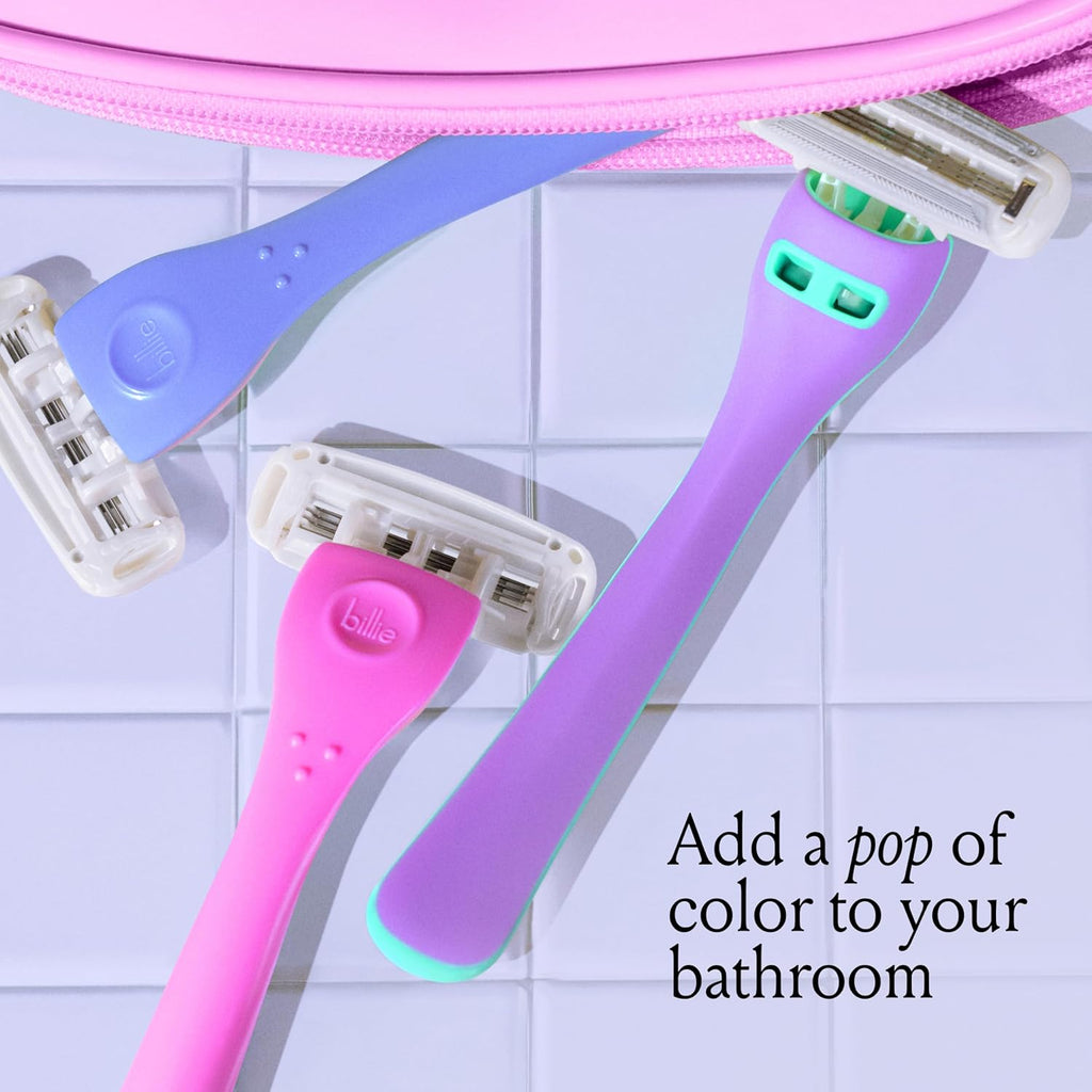 Billie 3-blade disposable razors for women - Malibu set, 3 razors, flexible head, aloe shave soap, matte rubber handle, travel ready