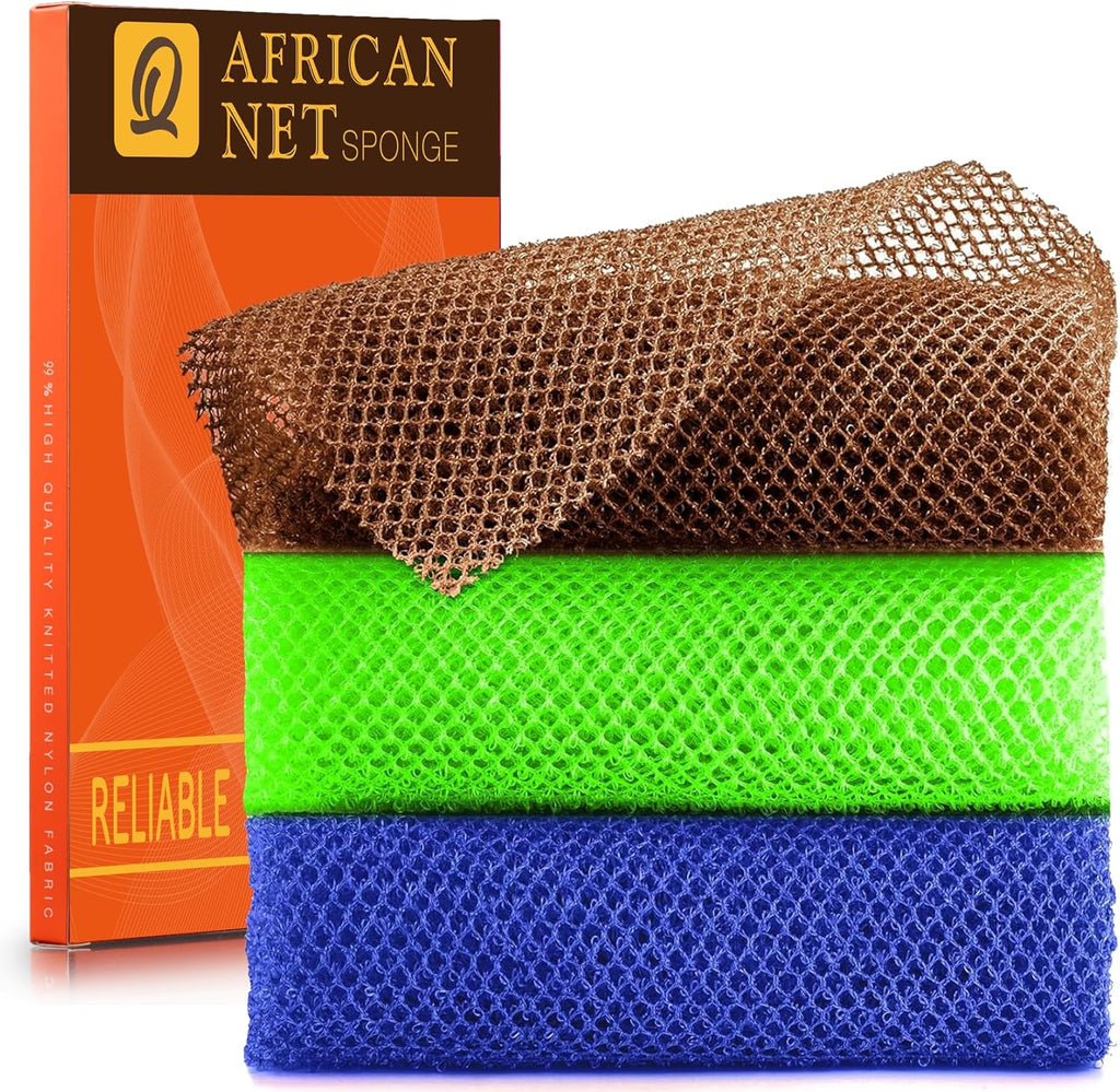 ujfqbh 3 pieces african bath sponge pink yellow purple exfoliating shower body scrubber