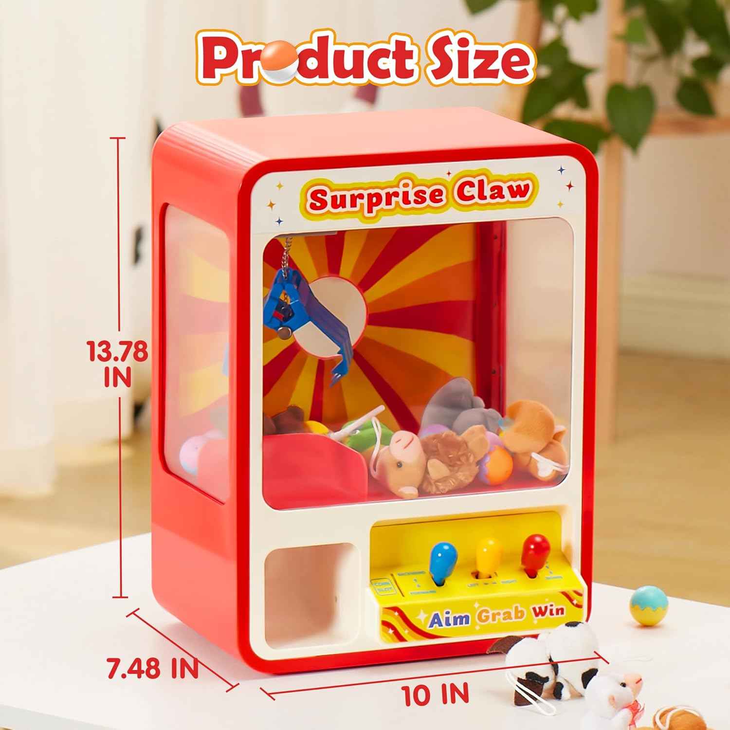 joyin claw machine arcade toy with led light & adjustable sound, rechargable, ages 3+