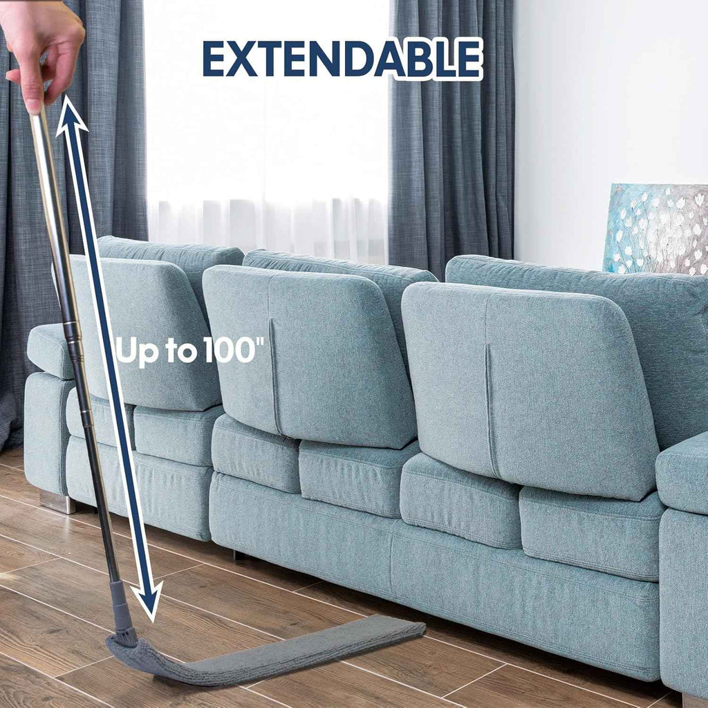 Retractable Gap Dust Cleaner with Extension Pole and 3 Microfiber Dusting Cloths for Cleaning Under Refrigerator, Furniture, and Appliances