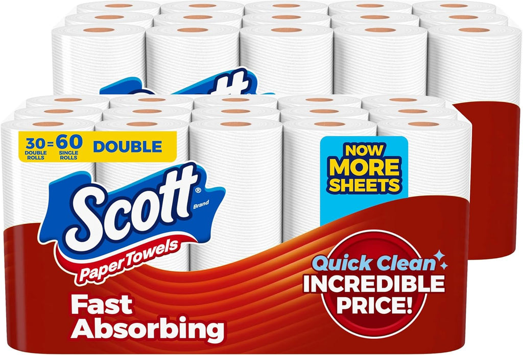 Scott Paper Towels, Choose-A-Sheet, 6 Double Rolls = 12 Regular Rolls (108 Sheets Per Roll) - ShopUS