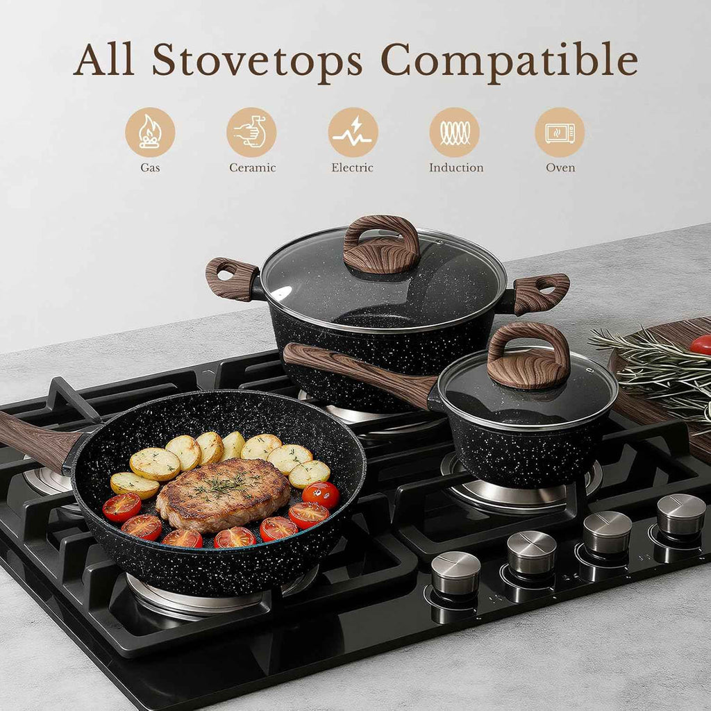 EWFEN 25 Pcs Nonstick Ceramic Cookware Sets, Healthy Non-Toxic, Induction Compatible, Cooking Set