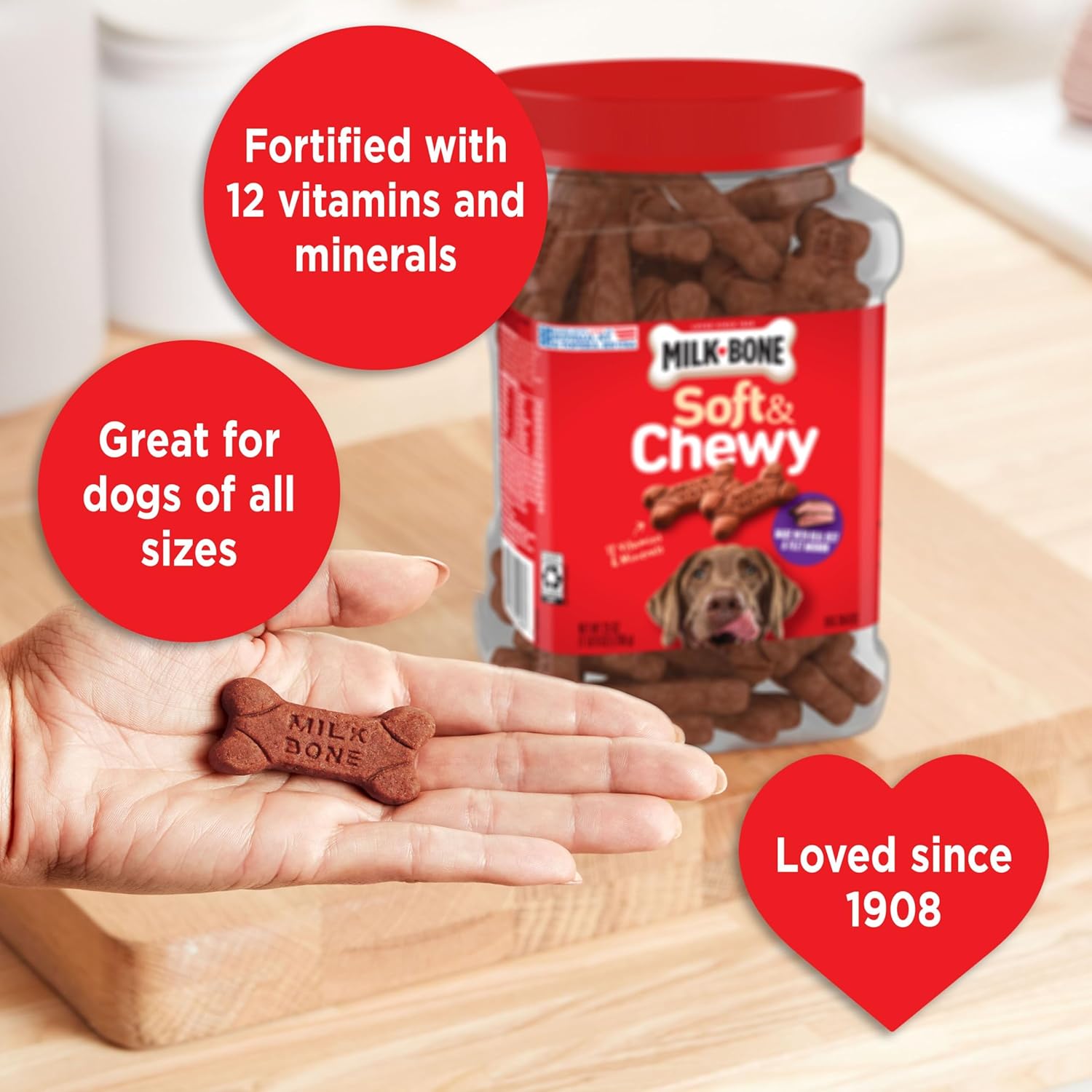 Milk-Bone Soft & Chewy Dog Treats, 25 Ounce, Beef & Filet Mignon Recipe, Made with Real Chuck Roast