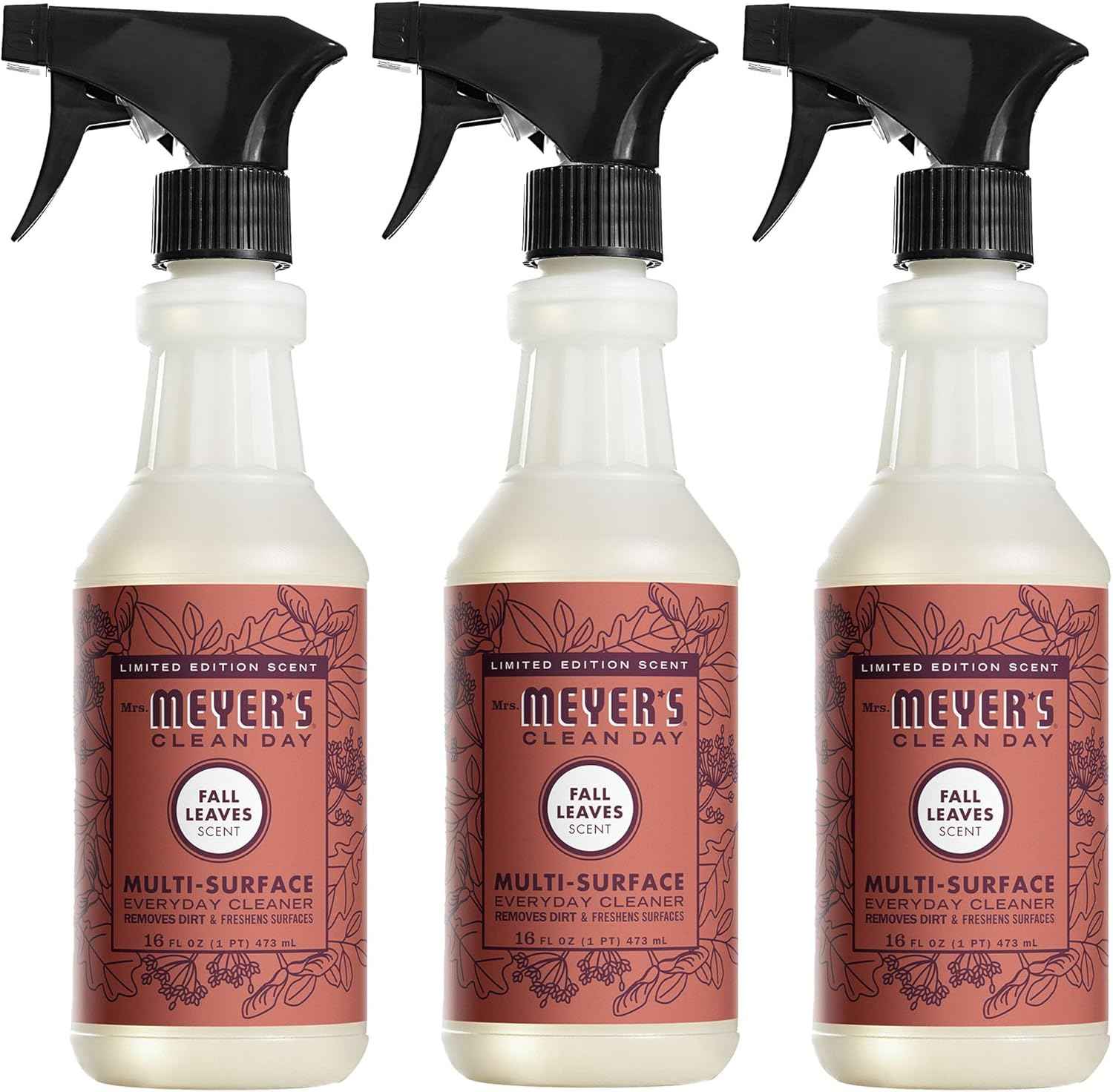 Mrs. Meyer's Multi-Surface Cleaner, Fall Leaves Scent, Pack of 3, 16 fl oz
