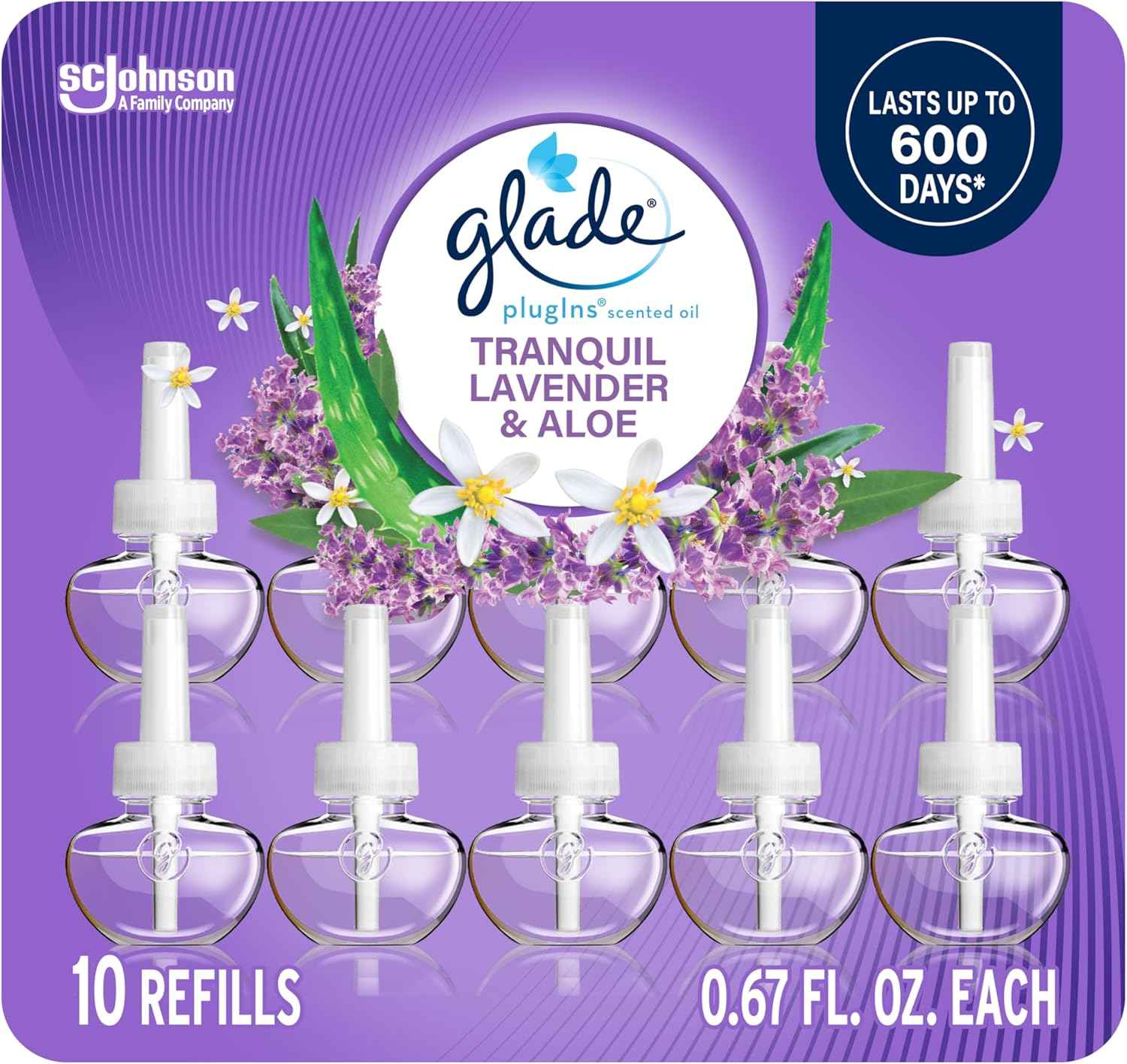Glade PlugIns Refills Air Freshener, Scented and Essential Oils for Home and Bathroom, Aqua Waves, 6.7 Fl Oz, 10 Count