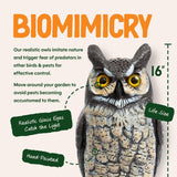 Dalen Large Fake Owl Decoy to Scare Birds Away - 16 in Hand-Painted Great Horned Owl Garden Scarecrow for Natural Pest Control - Fixed Head Design - Secure Upright by Filling with Sand/Gravel Only