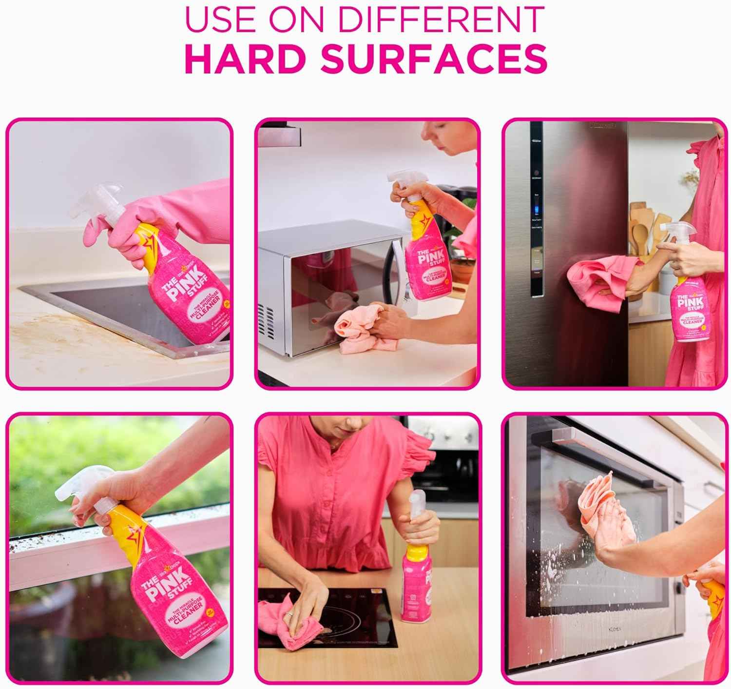The Pink Stuff Miracle Multi-Purpose Cleaner, 25 fl Oz, removes grease, grime, and stains on kitchens, bathrooms, floors, and more