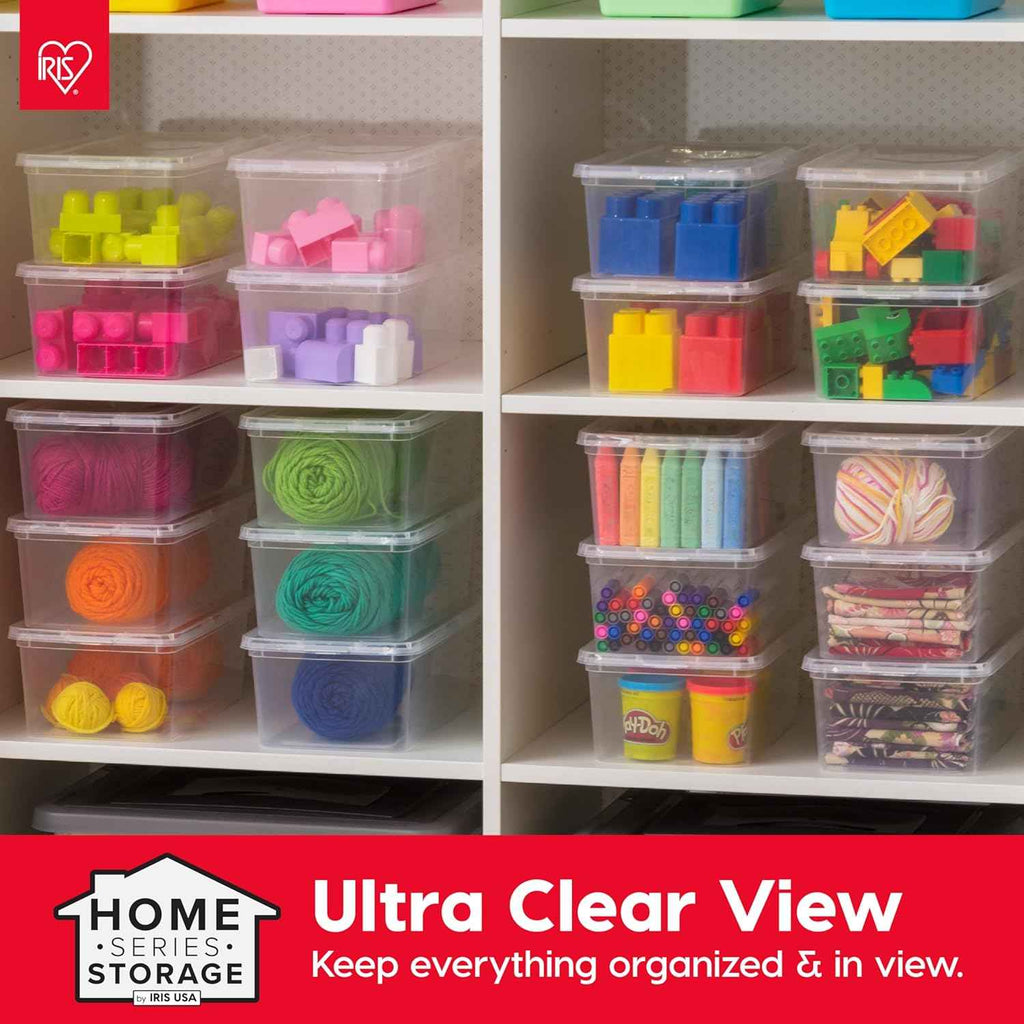 IRIS USA 20-Pack Clear Storage Bins with Lids for Closet Shelves and Classroom Organization