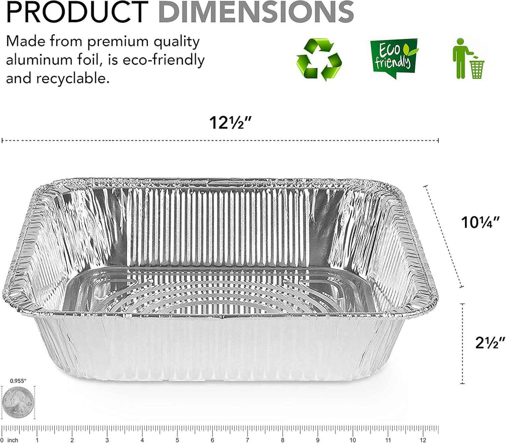 Stock Your Home 30 Pack Aluminum Foil Pans 9x13 Disposable Foil Pans, Half Size Steam Table Deep Trays