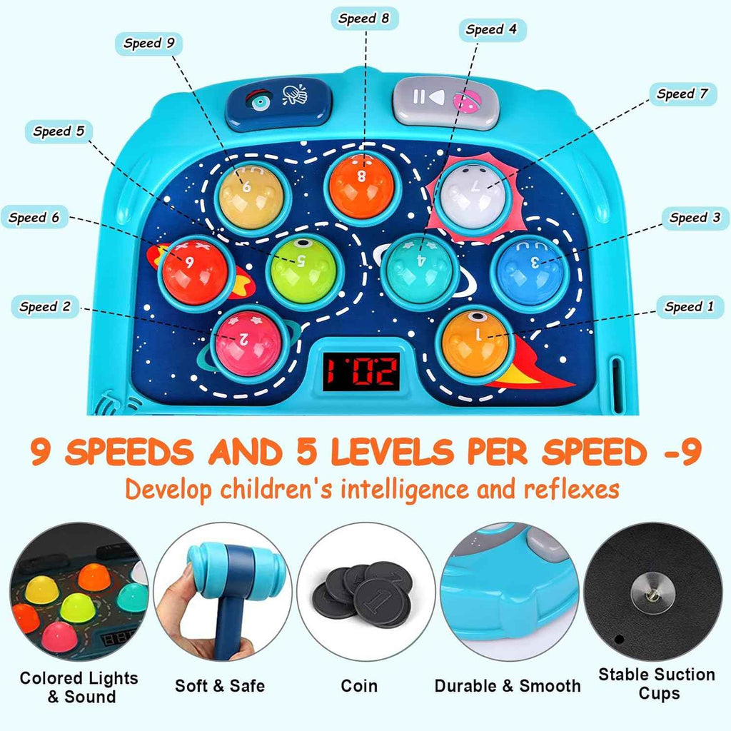 whack game mole for toddlers with sound and light, interactive educational toy for 3-12 year old boys and girls
