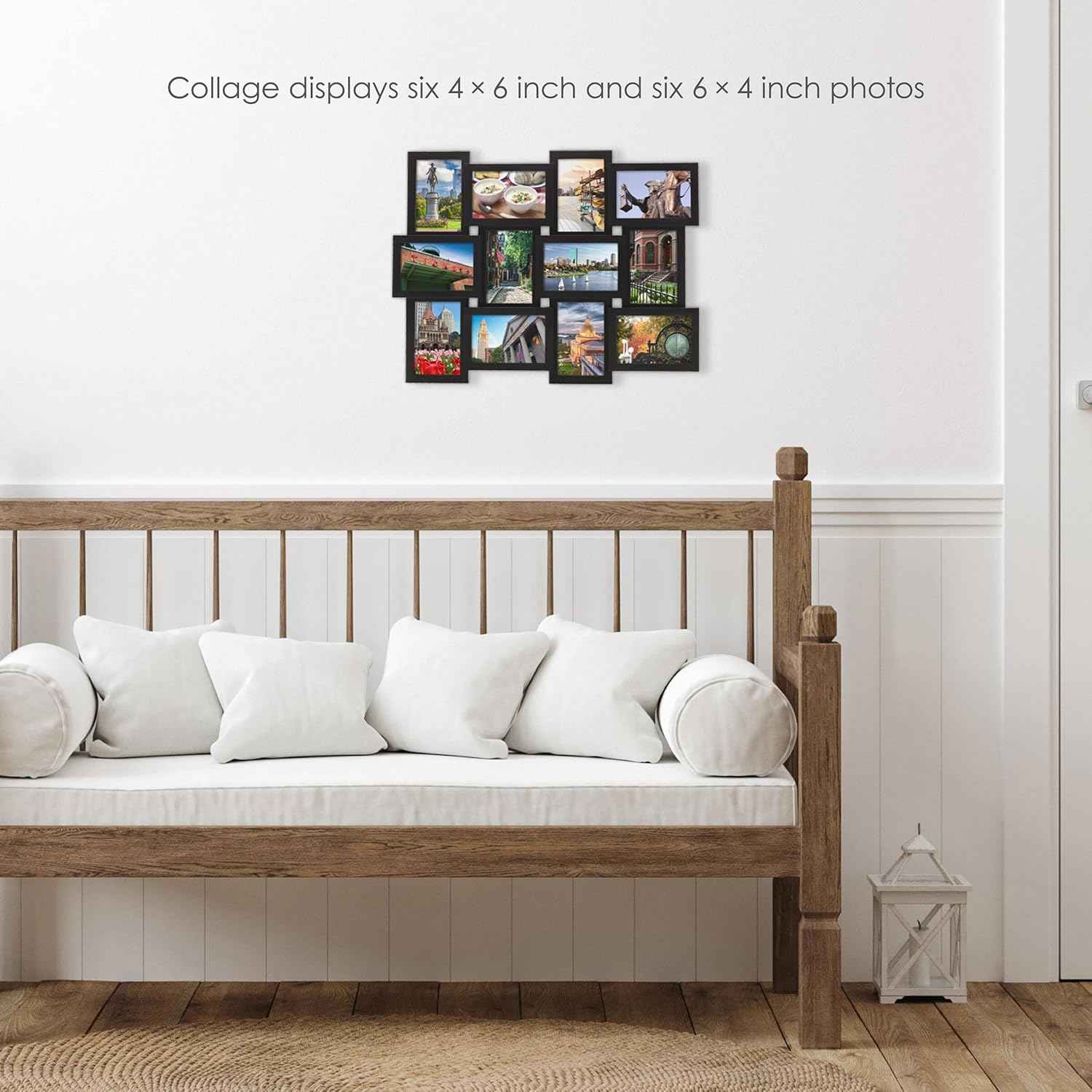 Melannco 18x23 inch black collage picture frame - multi-photo frame with 12 openings for family photos and home decor