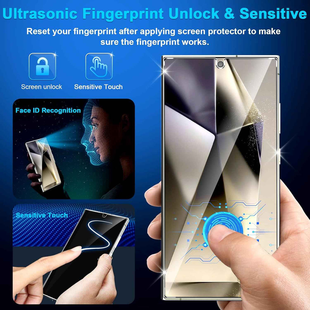 3 Pack Glass Screen Protector for Samsung Galaxy S25 Ultra [6.9 inch] + 3 Pack Camera Lens Protector, 9H Tempered Glass, Fingerprint Unlock, HD Clear Case Friendly Anti-Scratch