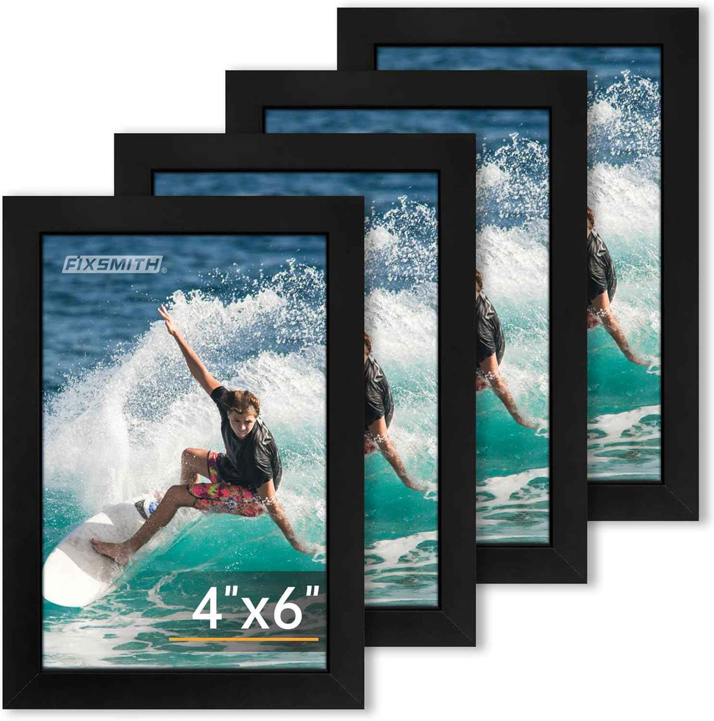 FIXSMITH 8x10 Picture Frame Set of 2, Photo Frame with HD Plexiglass, Display Pictures 5x7 with Mat or 8x10 Without Mat Multi Picture Frames Collage for Tabletop or Wall Display, Black