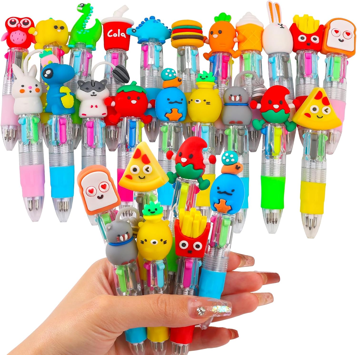 cZWZ 20Pcs Mini Multicolor Pens 4-in-1 Cute Ballpoint Pens for Kids Birthday Party Favors Gifts Teacher Supplies