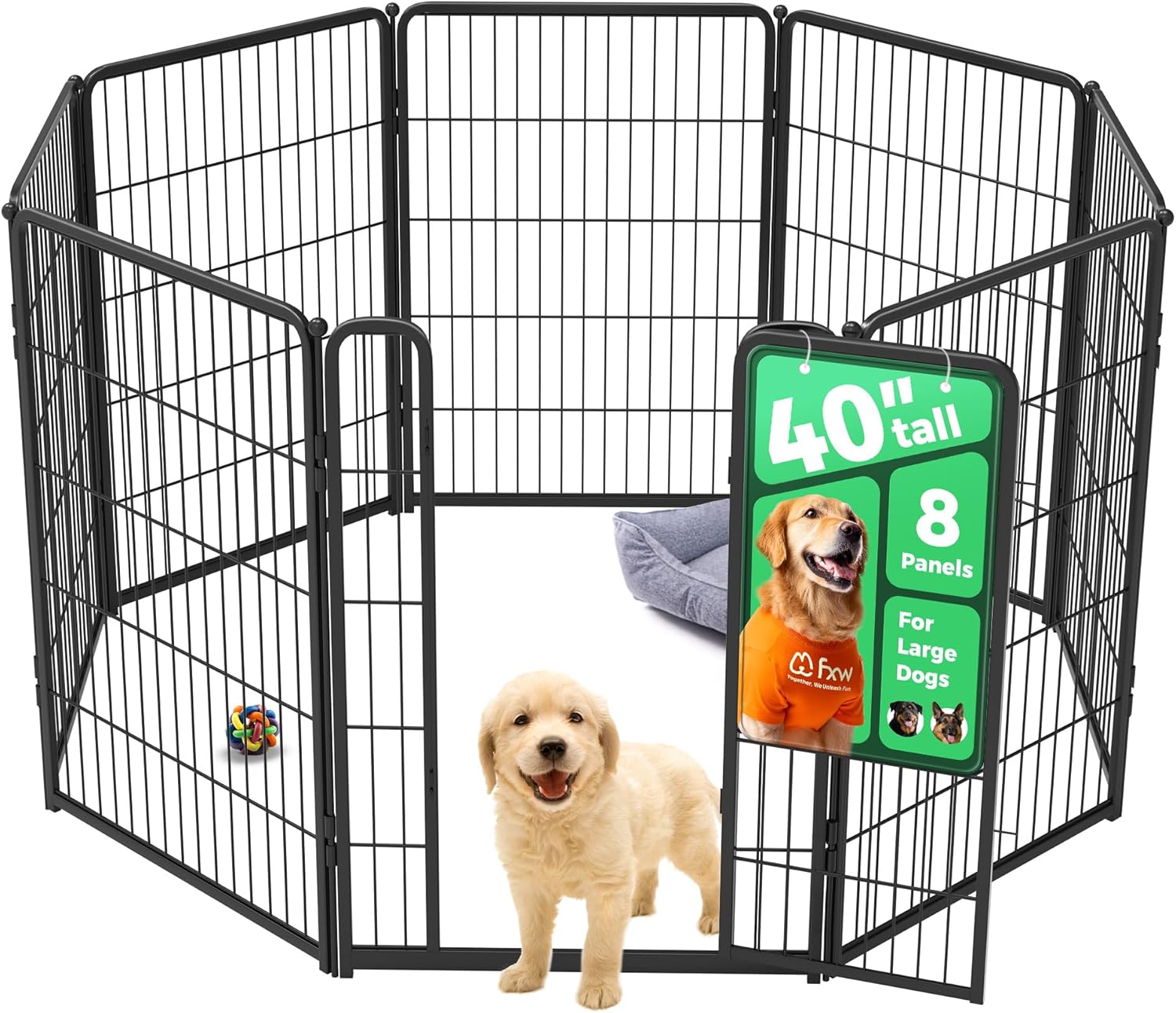 fxw homeplus unleashed 24 inch 6 panels dog pen black patented