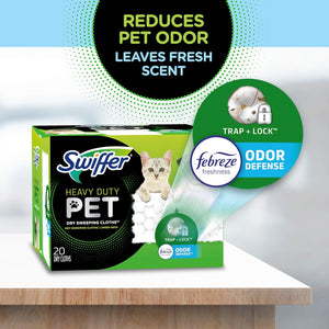 Sweep + Mop, Dry Pads Refill, Floor Cleaner for Dirt, Dust, Hair, Cleaning Cloths for Mopping Home, Bathroom, Kitchen, All PLrpose Multi-Surface Floor Wipes, Heavy Duty, Pet, 32 Count