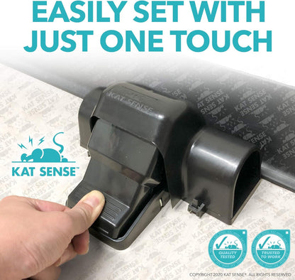 Kat Sense Covered Rat & Chipmunk Traps, Prevents Accidental Triggering with Tunneled Design, Quick Humane Kill, Indoor 'N Outdoor Mouse Snap Traps