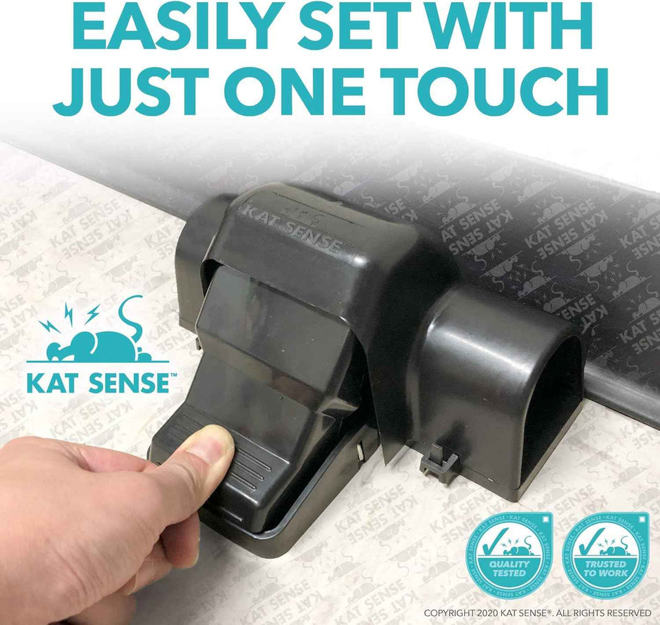 Rat and Chipmunk Traps, Dual Covered Tunneled Snap Traps, Prevent Accidental Triggering, Humane Kill, Reusable Pest Control for Rats and Mice, Indoor & Outdoor Use, 2 Pack Kat Sense